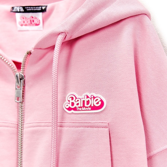 Zara X Barbie The Movie Pink Sweatshirt with Hood - Picture 3 of 6